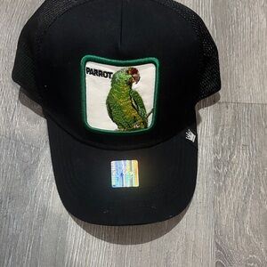 Black Parrot Embroidered Cap